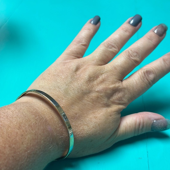 10 karat gold and sterling silver bangle bracelet - Picture 3 of 6